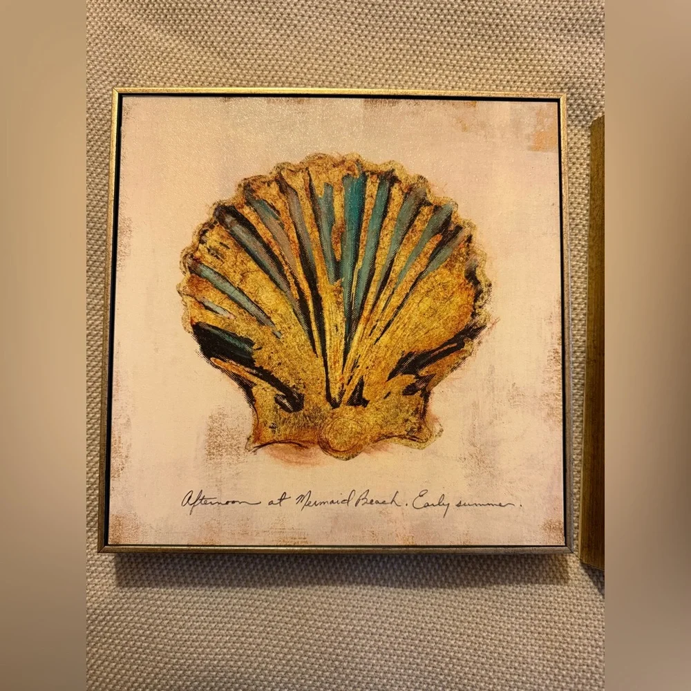 Set of 3 Pier 1 Golden‎ Toned Reef Art